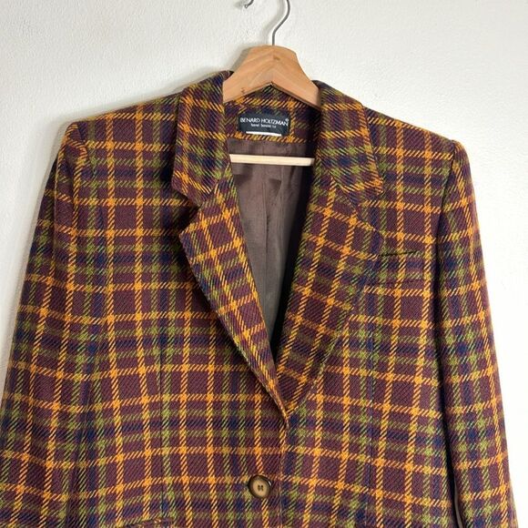 benard holtzmam ladies colorful checkered wool plaid blazer size m/L - Picture 2 of 8